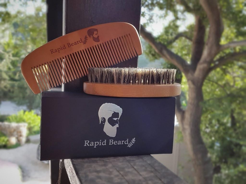 Beard Grooming & Trimming Kit for Men Care - Beard Brush & Comb, Unscented Oil Leave in Conditioner, Mustache & Beard Balm Butter Wax Growth, Styling - Stocking Stuffers Set