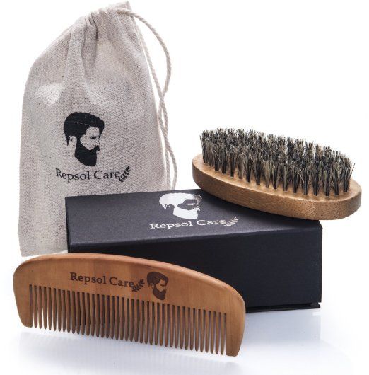 Beard Grooming & Trimming Kit for Men Care - Beard Brush & Comb, Unscented Oil Leave in Conditioner, Mustache & Beard Balm Butter Wax Growth, Styling - Stocking Stuffers Set