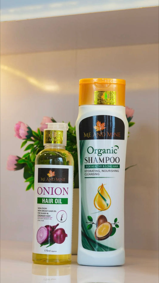 Me and Mine Organic Shampoo and Onion Oil